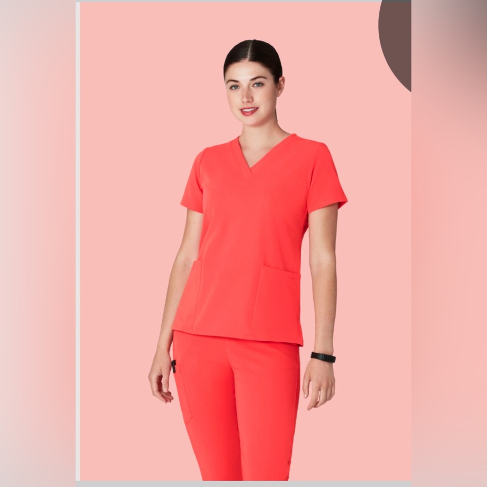 Women's V-Neck Scrub Top - Bright Red